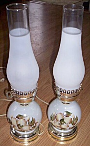 Pair Lovely Milk Glass Bed Lamps
