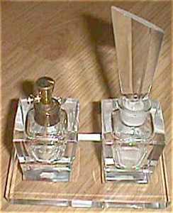 Art Deco Cut Crystal Ucagco 4 Piece Perfume Set