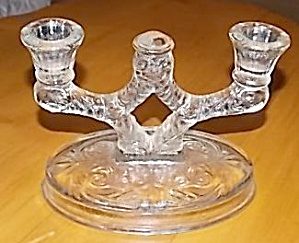 Mckee Glass Double Candle Rock Crystal