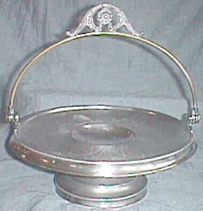 Antique Silver Plated Handled Basket Stand Van Bergh