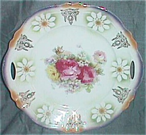 Antique German Porcelain Serving Plate Peonies