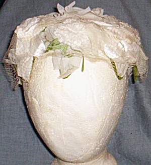 Vintage White Damask Pill Box Hat