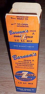 Vintage Barnum Gurn-z-gold Paper Milk Carton