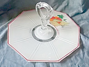 Deco Glass Serving Tray Painted Fruit