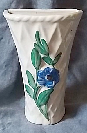 Vintage Wall Pocket Basket Weave W/ Flower