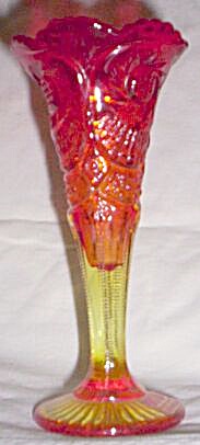 Amberina Viking Pressed Glass Bud Vase