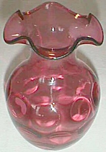 Lovely Cranberry Glass Ruffled Top Vase Fenton?