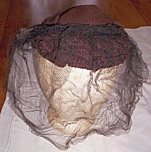 40's Brown Lady's Wool Hat W/ Face Net