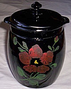 Antique Black Amethyst Biscuit Cookie Jar
