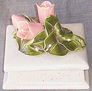 Frazier Signed Porcelain Rose Covered Trinket Box