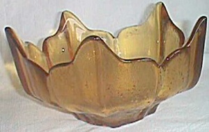 Vintage Amber Viking Art Glass Nut Bowl
