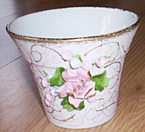 Lefton Flower Pot Applied Rose