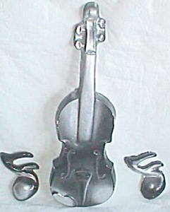 Unique Plaster Violin And Notes Wall Plaques