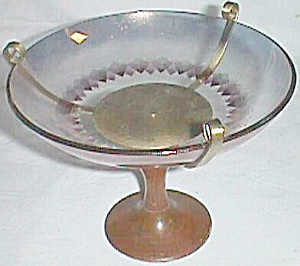 Very Retro Funky 50's Compote Glass Top Wood Stem