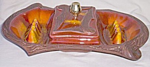 Vintage Console Ashtray With Center Cigarette Holder