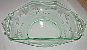 Green Lancaster Glass Folded Bowl