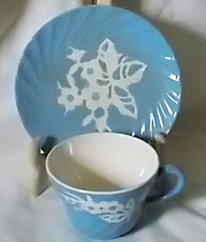 Harker Pottery Cup & Saucer Cameo Ware Dainty Flowers