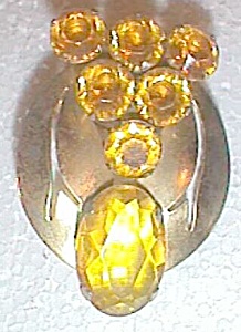 Large Vintage Amber Brooch 40's Free Shipping