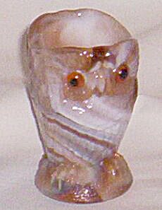Imperial Glass Caramel Slag Glass Owl Sugar