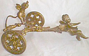 Antique Gold Gilt Chariot W/ Cherubs Salt Holder
