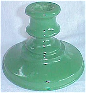 Vintage Glass Candle Holder Green Fired On Color