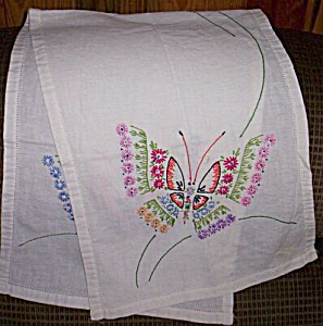 Bright Butterfly Embroidered Table Runner