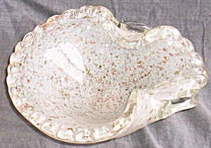 Retro 50's Italian Cased Glass Bowl White Gold Fleck
