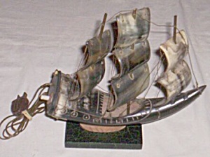 Vintage Tv Light 3 Sail Ship Made Of Horn