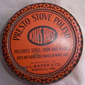 Antique Tin Presto Stove Polish Near Full