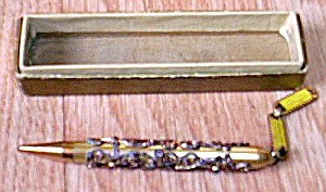 Antique Teacher's Pendent Pencil Rhinestones