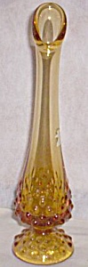 Fenton Amber Art Glass Vase Hobnail Base