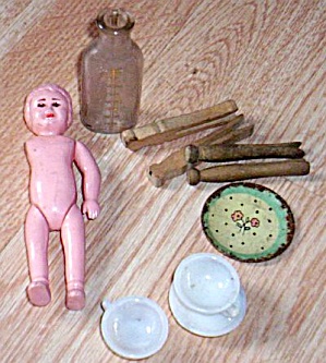 Glass Doll Dishes Doll Bottle & More
