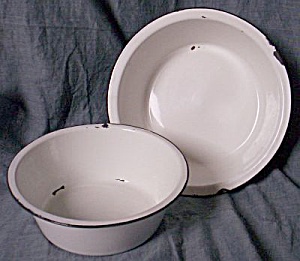 White & Black Enamelware Nesting Bowls