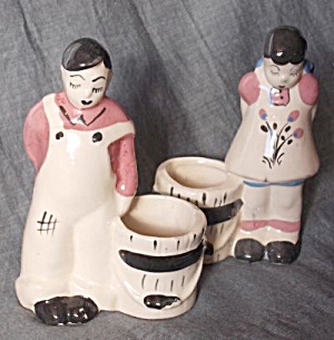 Man & Woman W/ Buckets Figural Planters