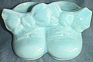1948 Mccoy Twin Shoes Planter In Blue