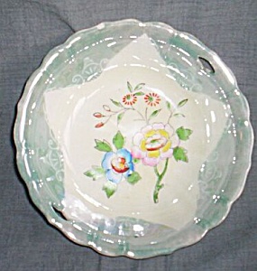 Teal Luster Bowl Star And Flowers