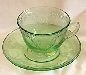 Federal Glass Parrot Cup & Saucer