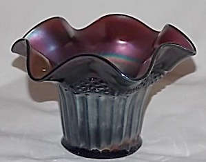 Purple Carnival Glass Ruffled Hat Bowl