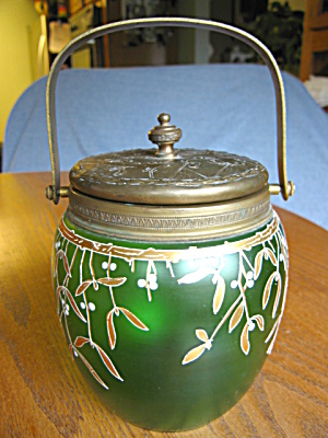 Antique Art Glass Biscuit Jar