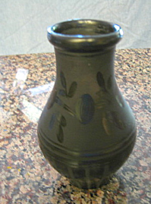 Signed Black Pottery Bud Vase