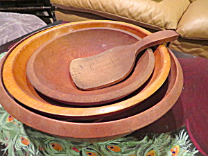 Vintage Wood Bowl Trio