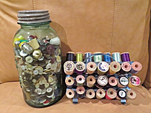 Vintage Buttons & Thread Spools