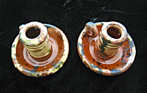 Greenfield Village Redware Candleholders