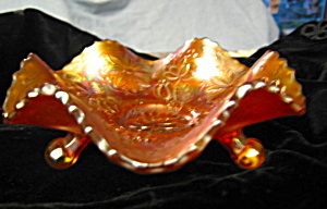 Carnival Glass Water Lily Footed Bowl