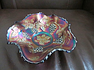 Carnival Glass Grape Leaf Bowl