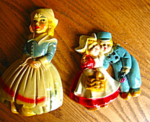 Dutch People Chalkware Wall Plaques
