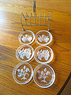 Val St. Lambert Etched Coasters
