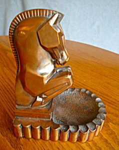 Copper Horse Vintage Bookend Ashtray