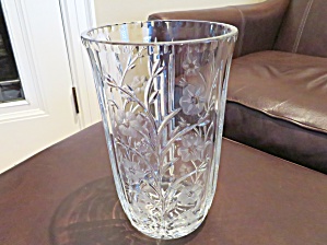 Vintage Etched Cut Glass Vase