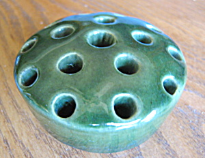 Pottery Flower Frog Disc Vintage